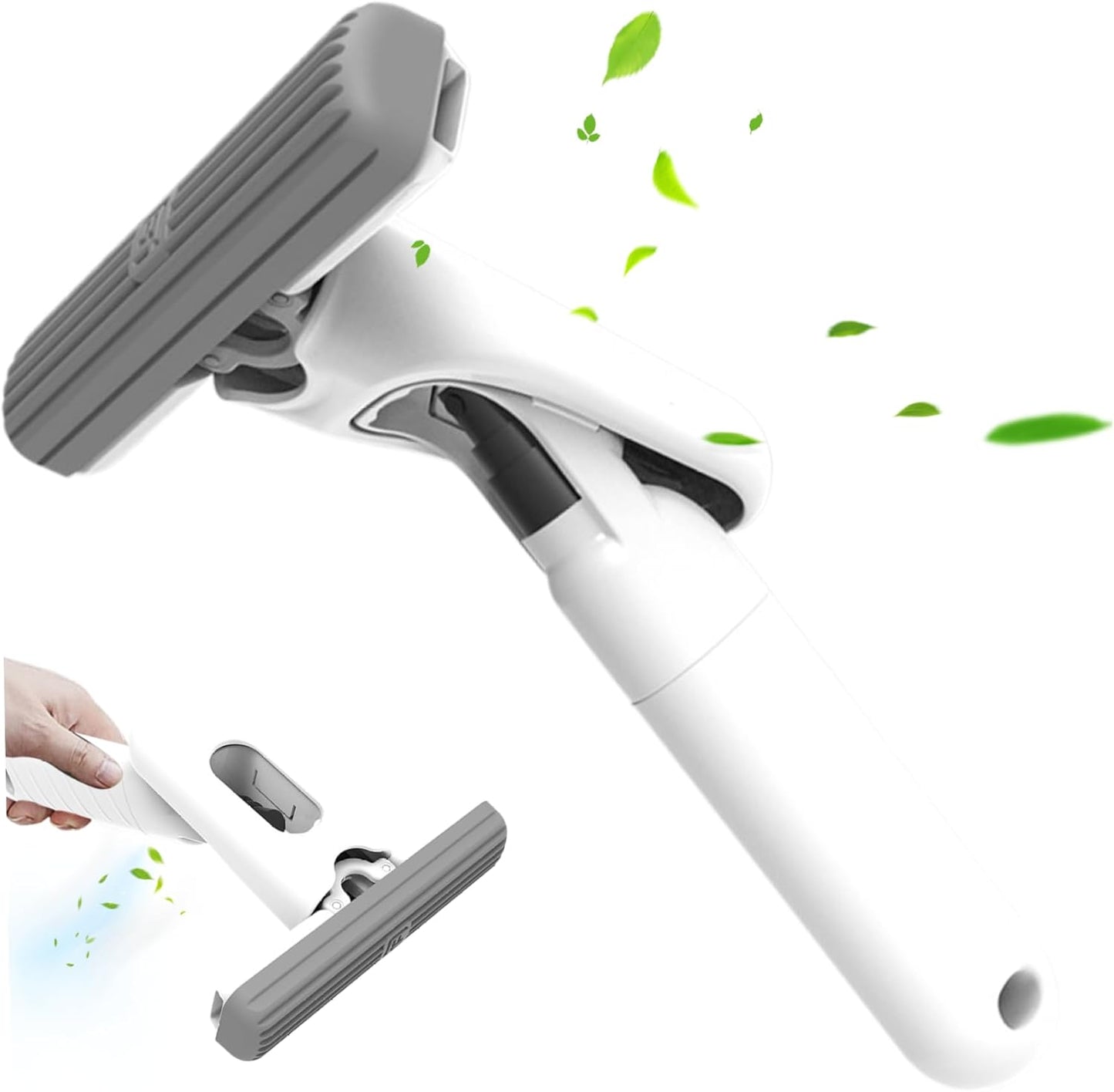 Hand-Free Mini Spray Mop – Self-Squeezing Wet/Dry Cleaner for Mirror, Table, Car & Window (White)