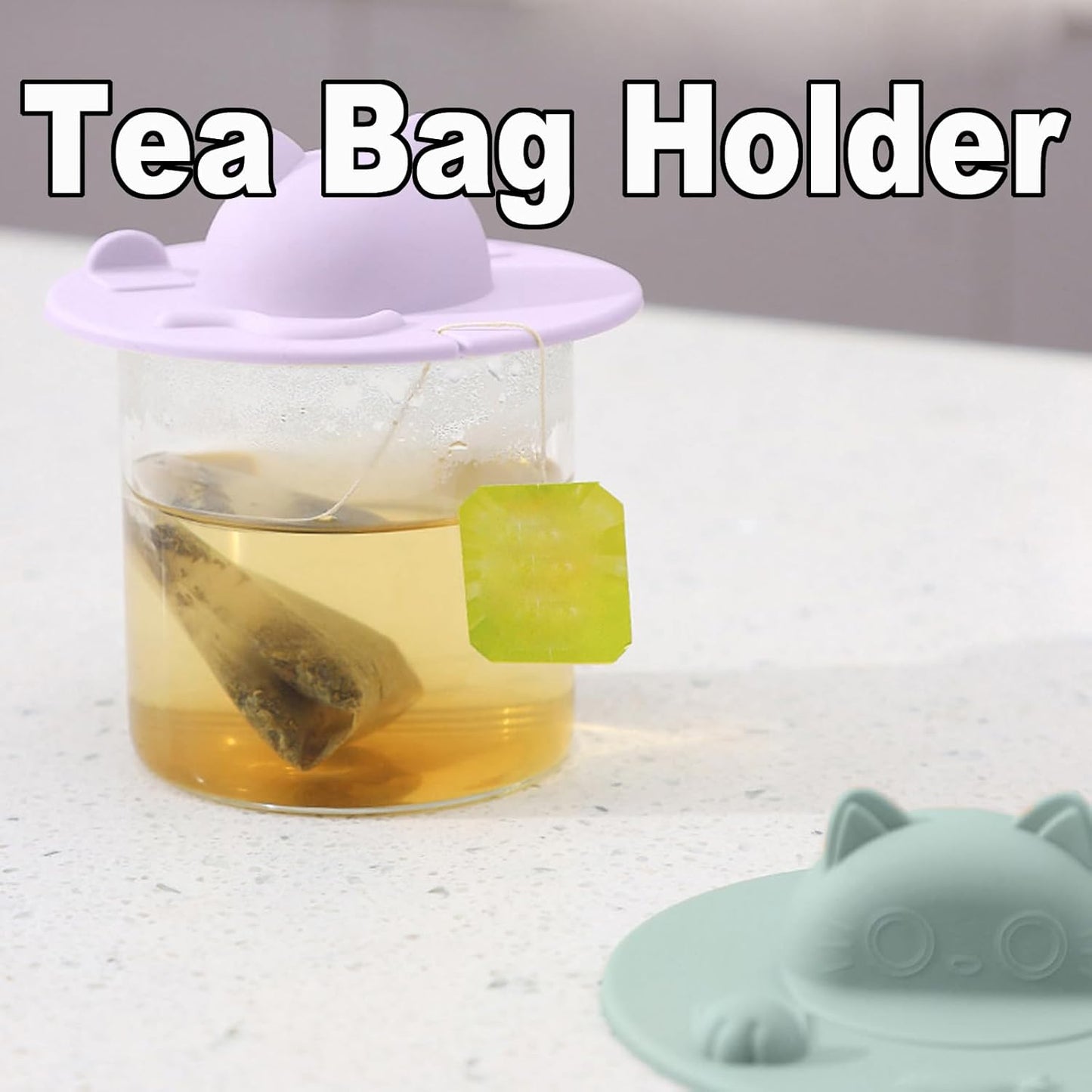 3PCS Cute Cat Tea Bag Holder – Silicone Mug Topper, Tea Squeezer & Drip Clip (4 Inch)