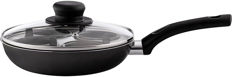Traditional 4 Cup Egg Poacher 20cm – Non-Stick Black