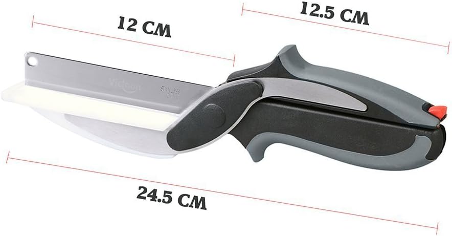 2-in-1 Kitchen Scissors with Built-In Cutting Board – Multipurpose Stainless Steel Tool for Vegetables, Fruits, Bread & Cheese
