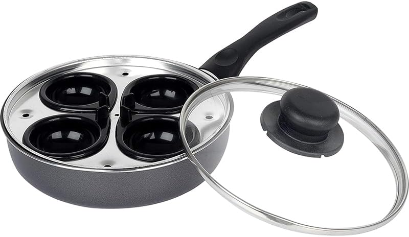 Traditional 4 Cup Egg Poacher 20cm – Non-Stick Black