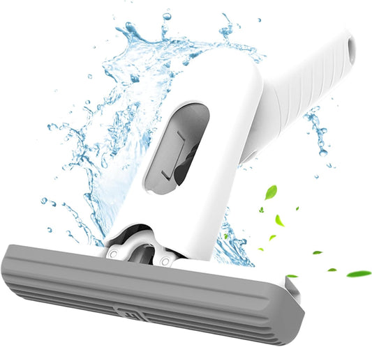 Hand-Free Mini Spray Mop – Self-Squeezing Wet/Dry Cleaner for Mirror, Table, Car & Window (White)