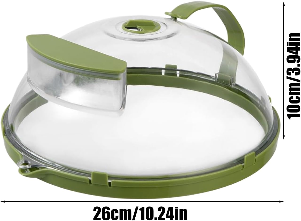 Microwave Splatter Cover Lid – Clear, 10 Inch Plate Cover with Steam Vent Holes & Handle