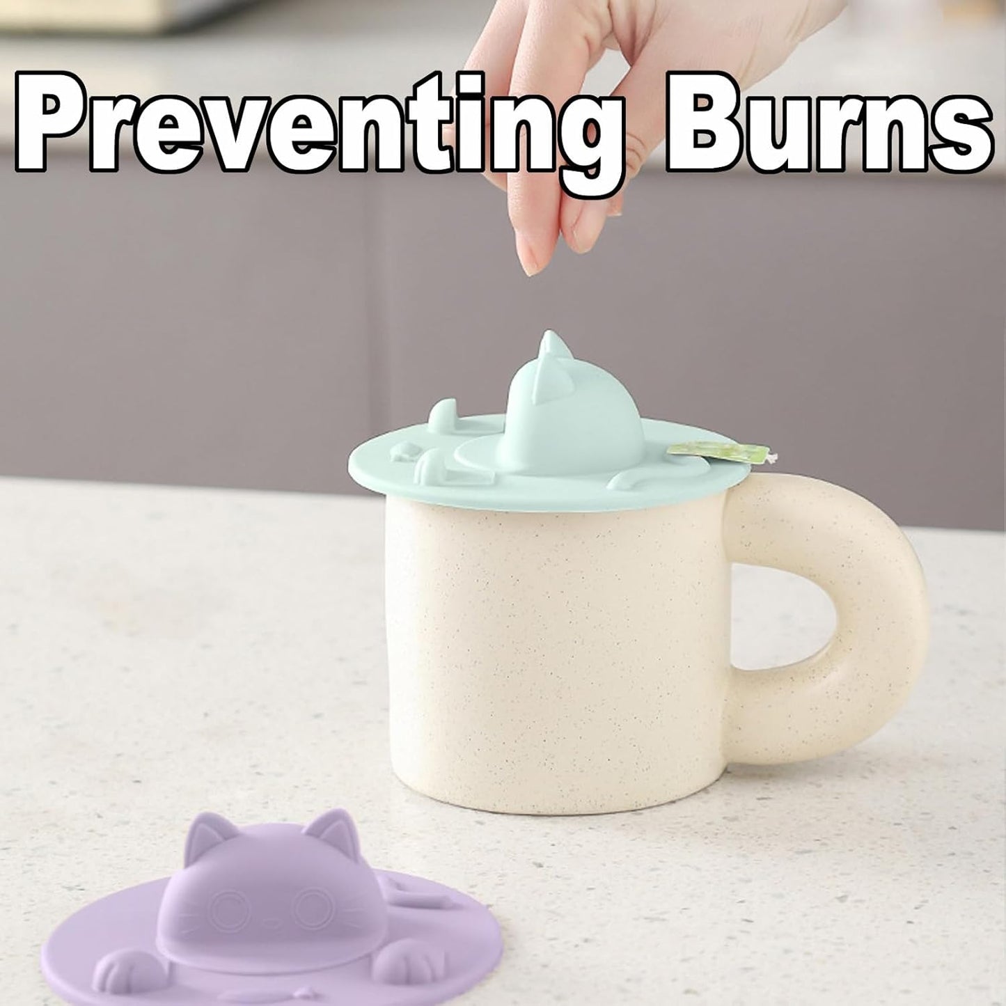 3PCS Cute Cat Tea Bag Holder – Silicone Mug Topper, Tea Squeezer & Drip Clip (4 Inch)