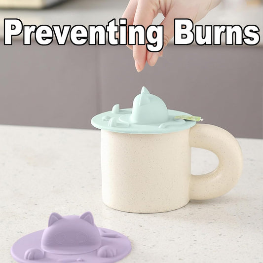 3PCS Cute Cat Tea Bag Holder – Silicone Mug Topper, Tea Squeezer & Drip Clip (4 Inch)
