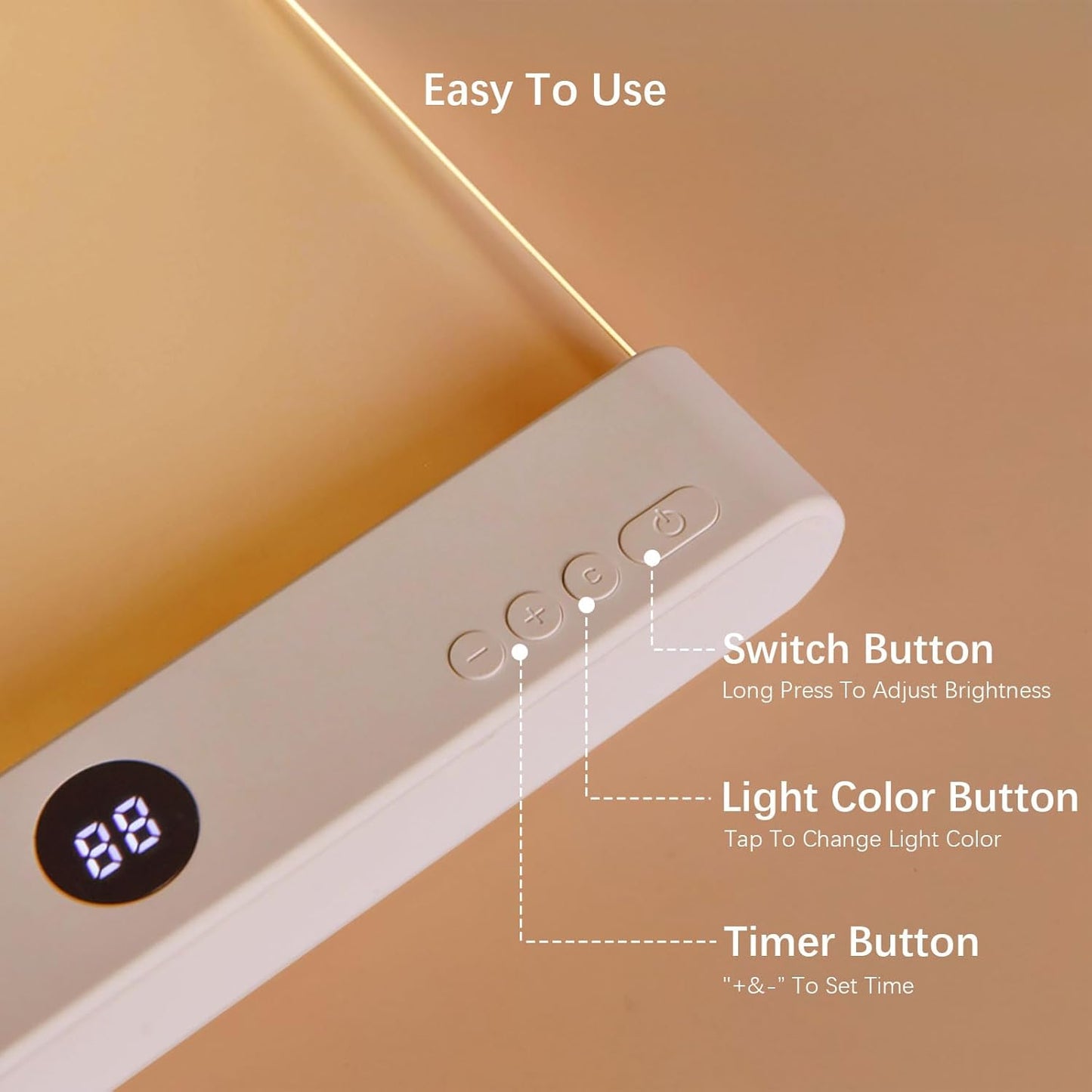 LED Book Light & Night Light 2-in-1 – USB Rechargeable Reading Lamp with 3 Color Temperatures, Stepless Dimming & Timer (Pink)
