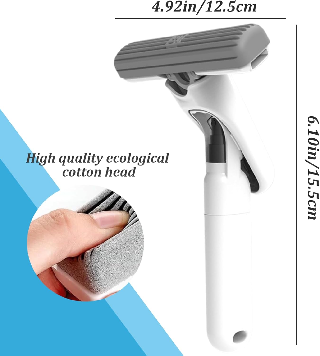 Hand-Free Mini Spray Mop – Self-Squeezing Wet/Dry Cleaner for Mirror, Table, Car & Window (White)