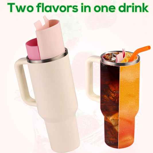 2-in-1 Silicone Cup & Drink Divider for Stanley – Reusable Liner with Stainless Steel Straw, Brush & Splitter Accessories