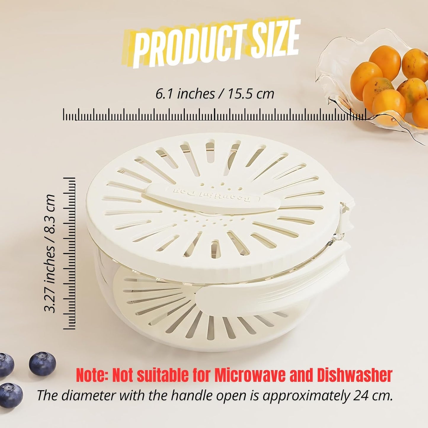 2-in-1 Multifunction Fruit & Vegetable Washing Bowl with Lid – Drain Basket with Foldable Handle