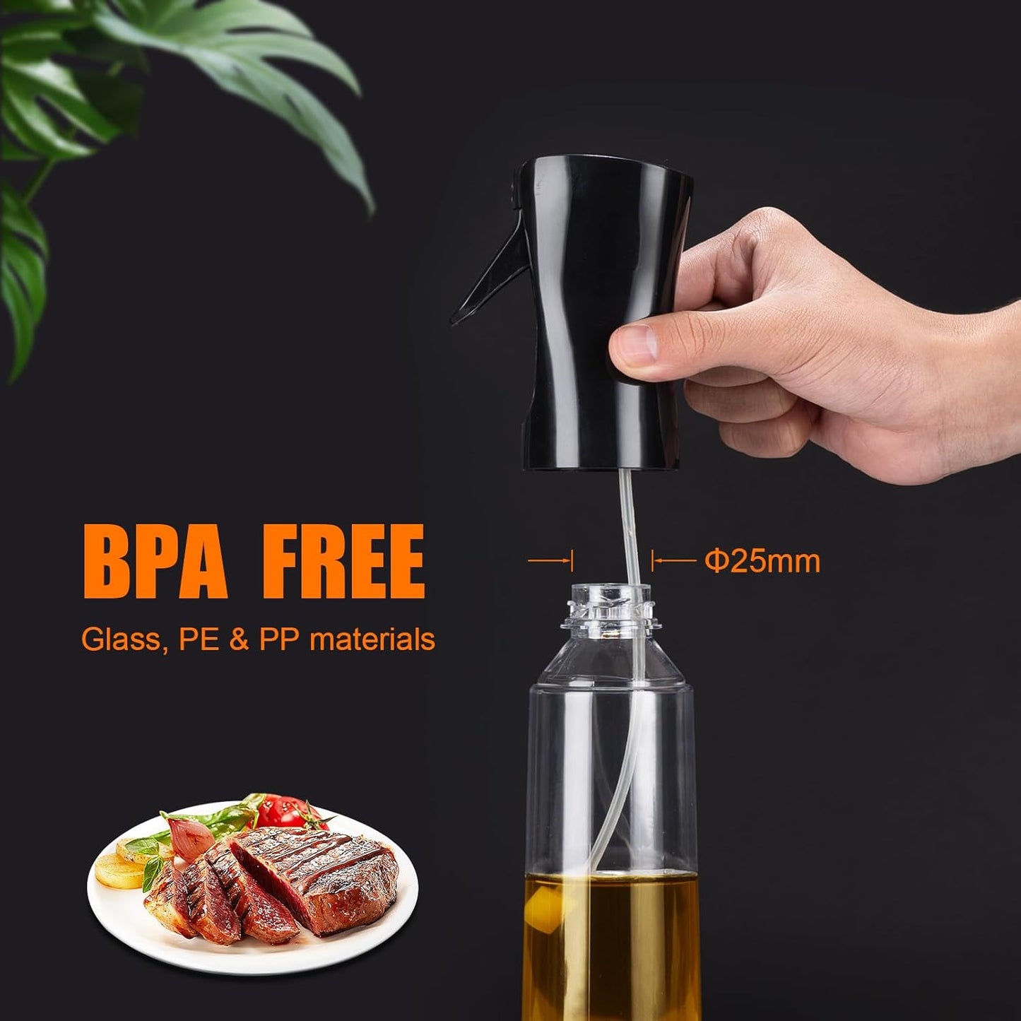 Refillable 300ml Glass Oil Bottle – Olive Oil Dispenser for Cooking, Frying & Air Fryer Use