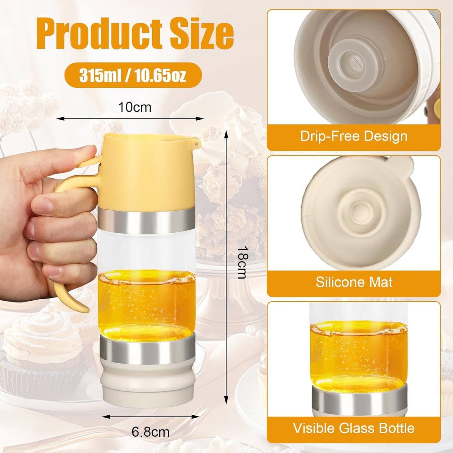 Honey Dispenser Glass Bottle No Drip – 11oz Syrup Jar for Kitchen Use