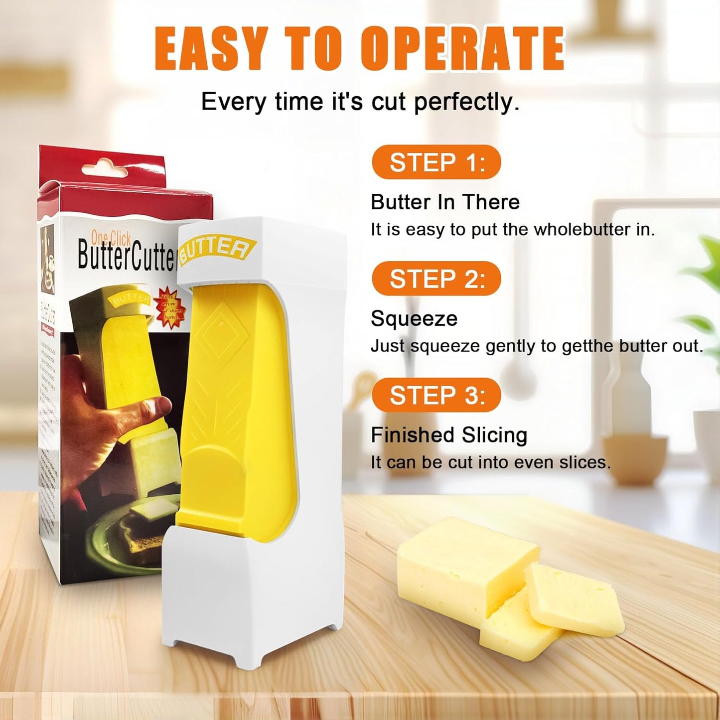 Butter Slicer Cutter with Container, Compact and Lightweight Kitchen Tool for Precise Butter Portions, Easy to Clean, Includes Butter Stick Holder for Baking & Cooking