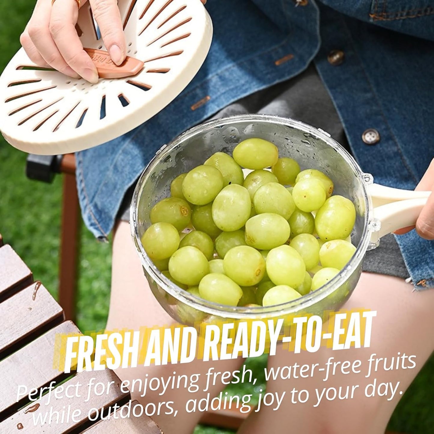 2-in-1 Multifunction Fruit & Vegetable Washing Bowl with Lid – Drain Basket with Foldable Handle