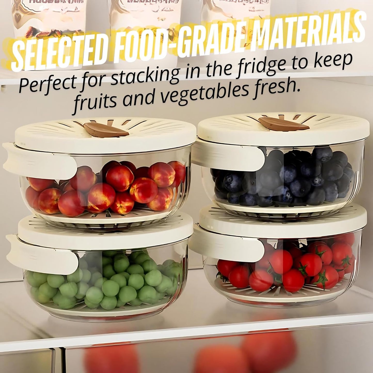 2-in-1 Multifunction Fruit & Vegetable Washing Bowl with Lid – Drain Basket with Foldable Handle