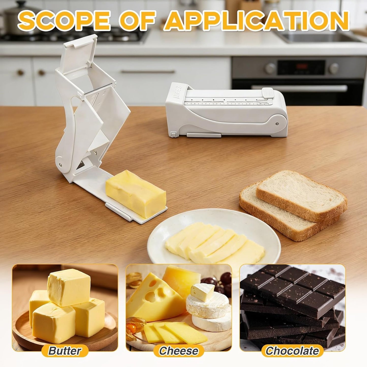 Butter Slicer Cutter with Container, Compact and Lightweight Kitchen Tool for Precise Butter Portions, Easy to Clean, Includes Butter Stick Holder for Baking & Cooking