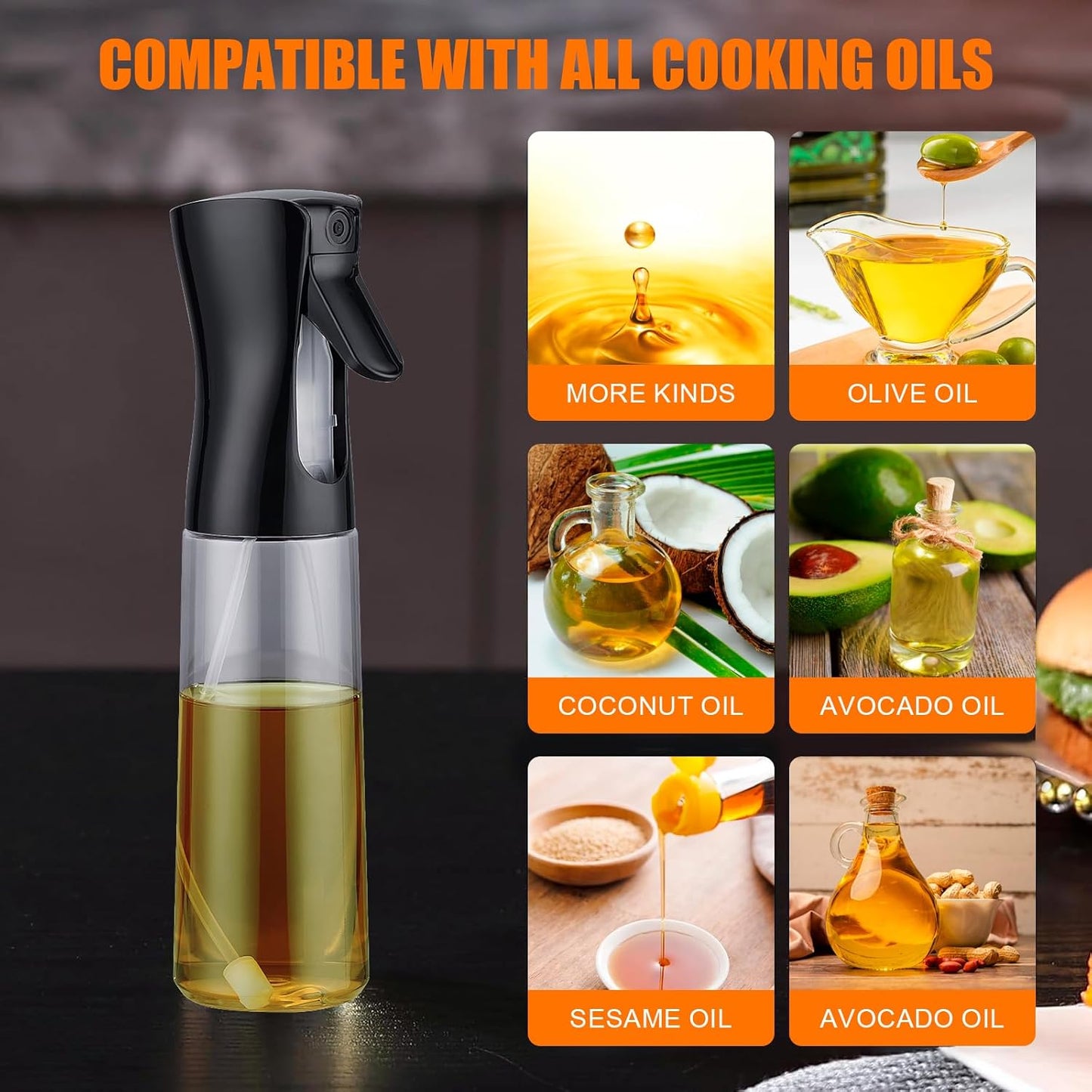 Refillable 300ml Glass Oil Bottle – Olive Oil Dispenser for Cooking, Frying & Air Fryer Use