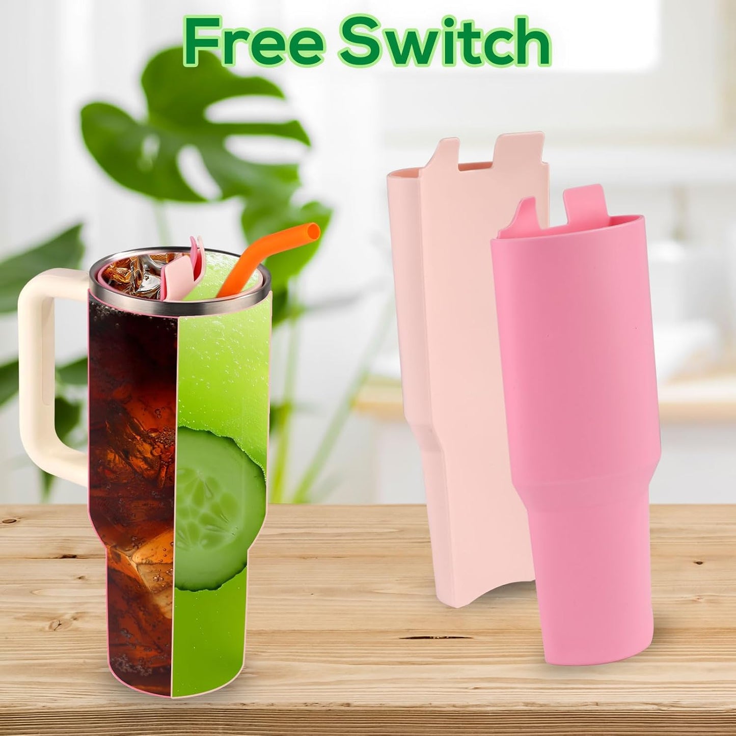 2-in-1 Silicone Cup & Drink Divider for Stanley – Reusable Liner with Stainless Steel Straw, Brush & Splitter Accessories