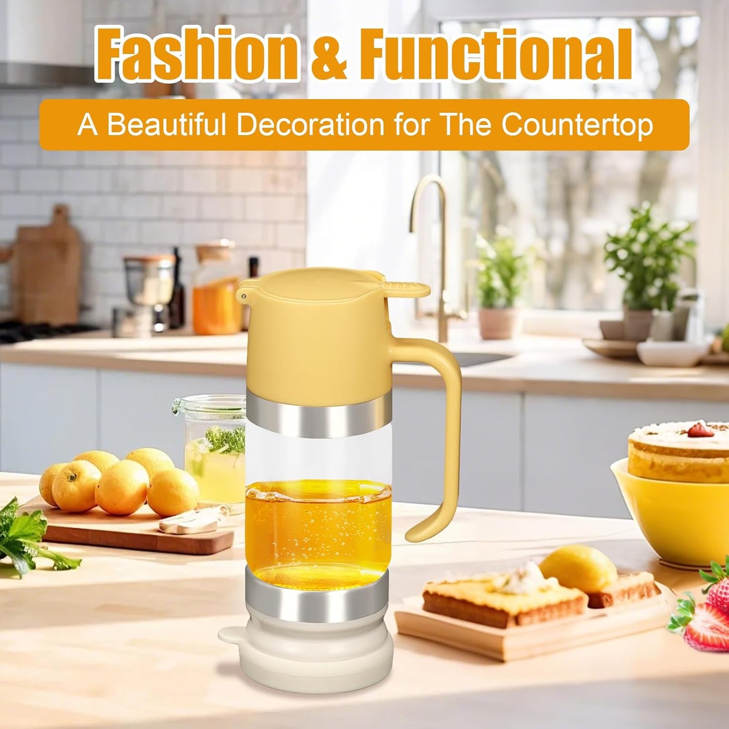 Honey Dispenser Glass Bottle No Drip – 11oz Syrup Jar for Kitchen Use