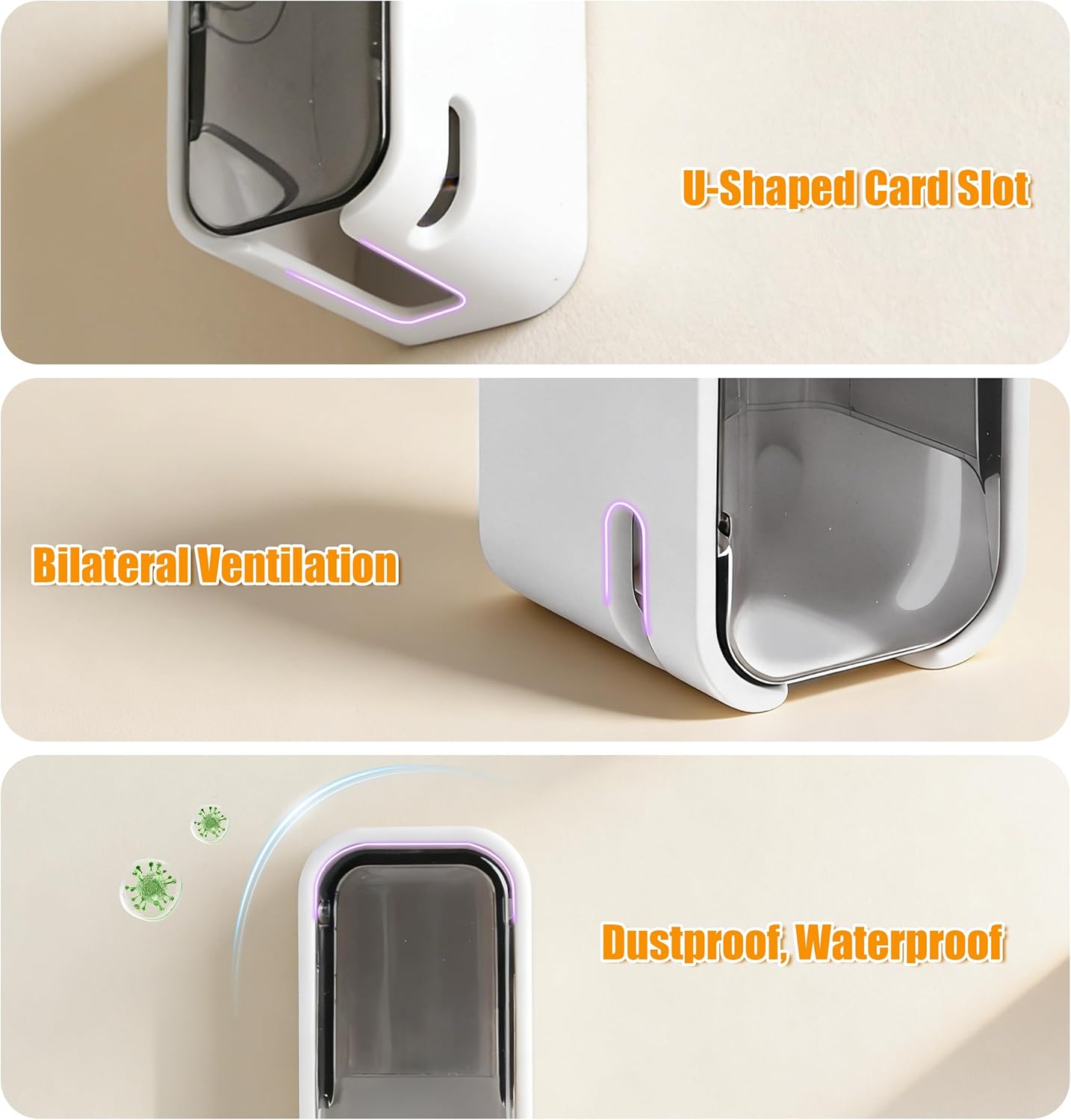2Pcs Electric Toothbrush Holders with Cover – Self-Adhesive Wall-Mount Bathroom Organizer