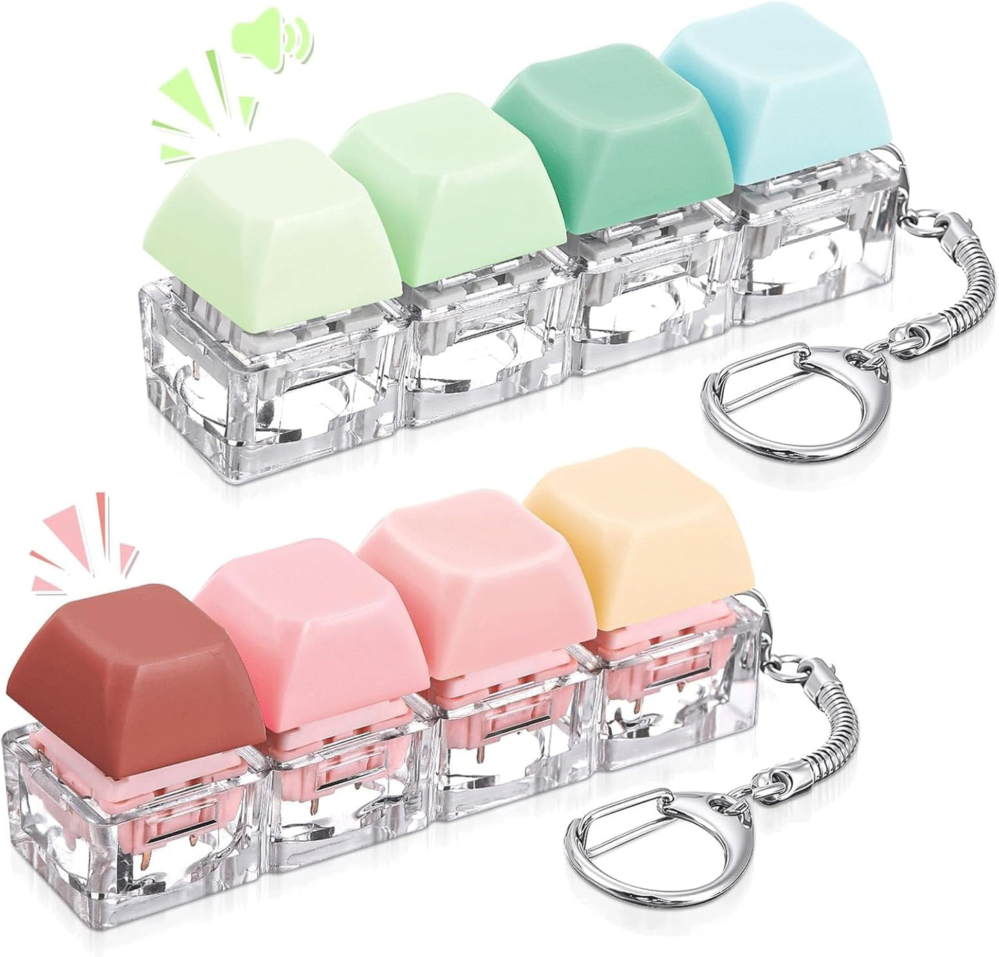 Keyboard Fidget Toy 2PCS – Click Stress Relief Toy, Mini Keychain Fidget for Anxiety & Focus