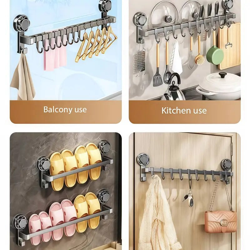 Kitchen & Bathroom Organizer - Multi-Purpose Storage Rack with Hooks for Utensils, Knives, Spatulas, Lids